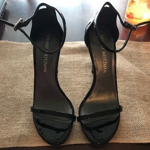 Stuart Weitzman black patent Nudist heel